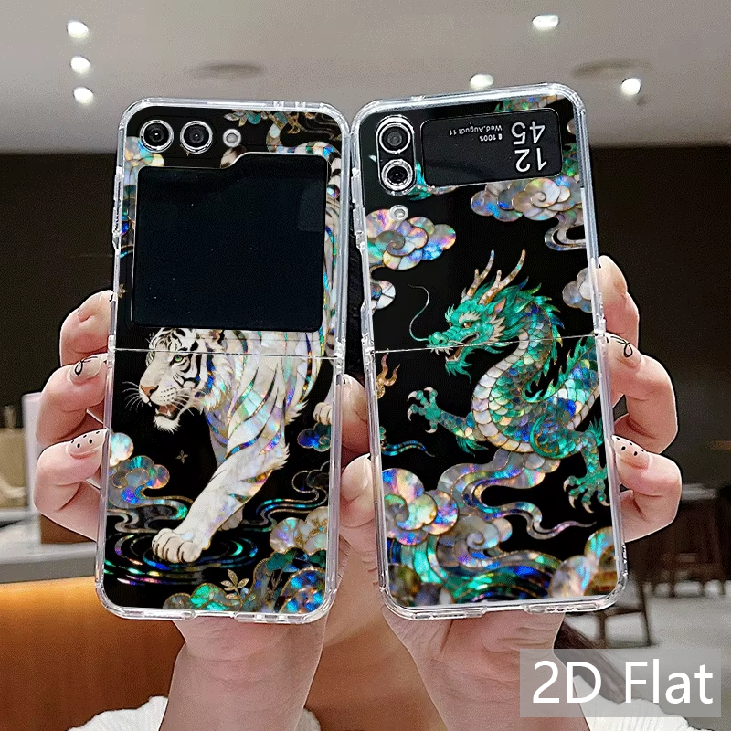 Phone Cases Z Flip 7 - Stylish Tiger Dragon Marble Texture Phone