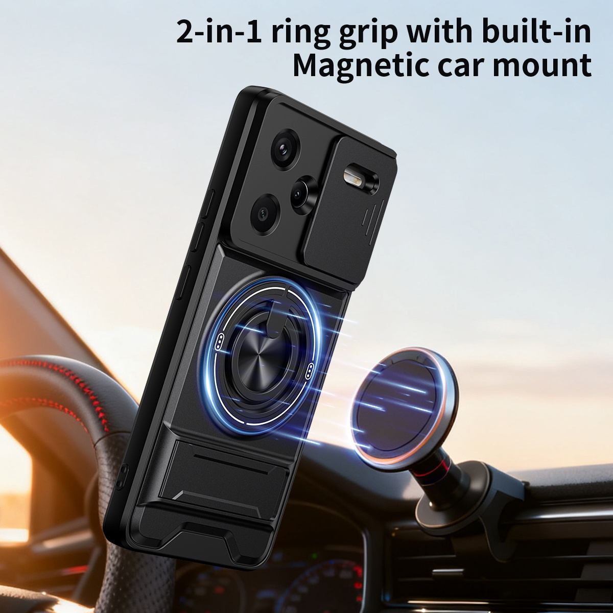 Lens Slide Camera Phone Case f - Ring Stand Case recensione e prezzo