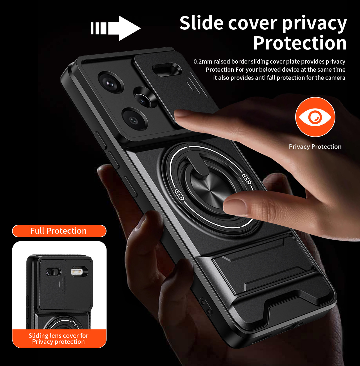 Lens Slide Camera Phone Case f - Ring Stand Case recensione e prezzo