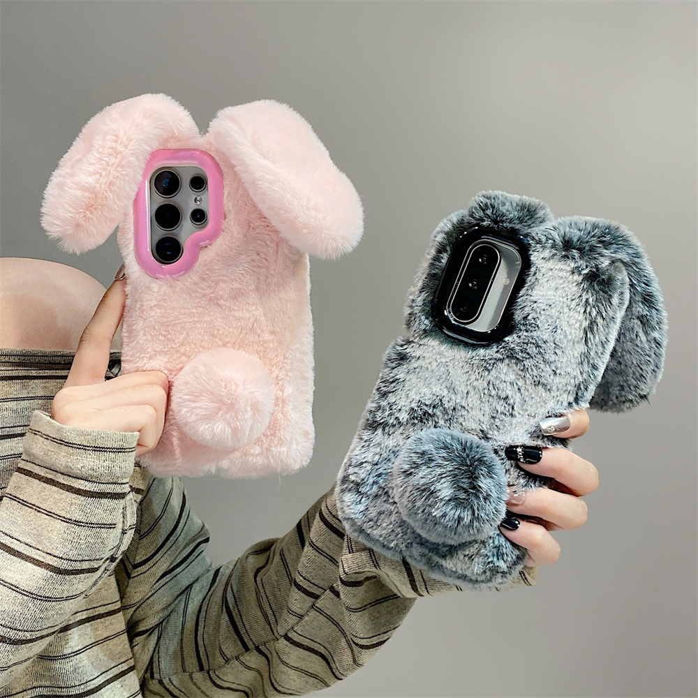 Cute Rabbit Ears Fluffy Stand  - Phone Cases Samsung recensione e prezzo